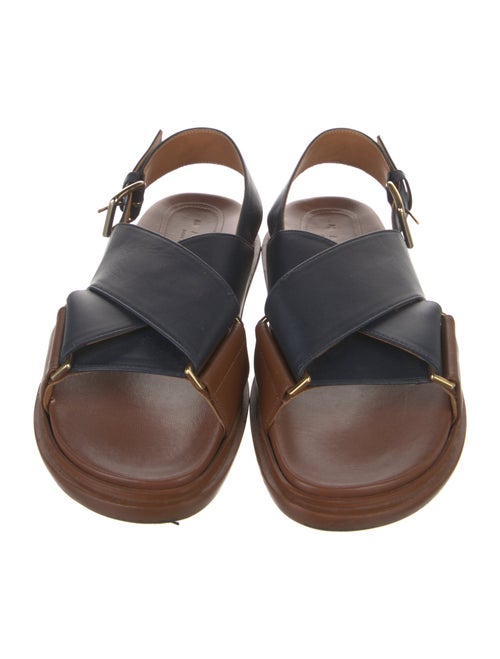 Marni Leather Colorblock Pattern Slingback Sandals