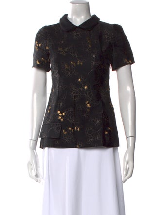 Marni Floral Print Short Sleeve Button-Up Top