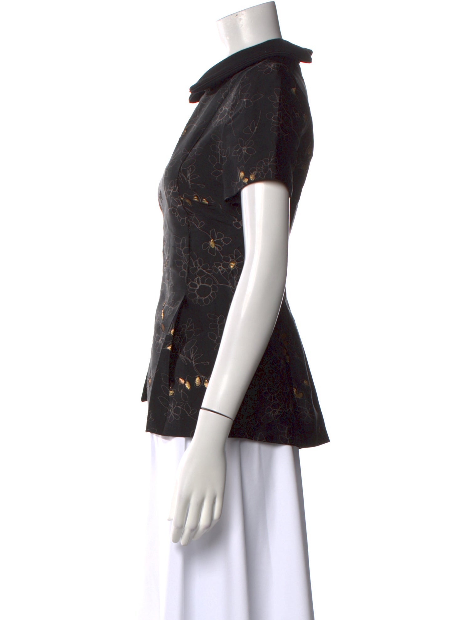 Marni Floral Print Short Sleeve Button-Up Top