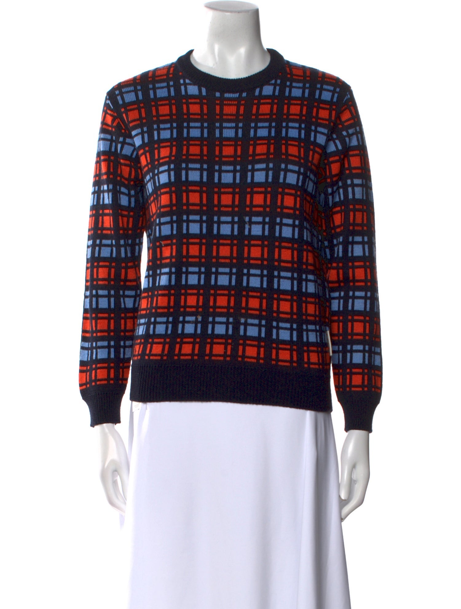 Marni Plaid Print Crew Neck Sweater