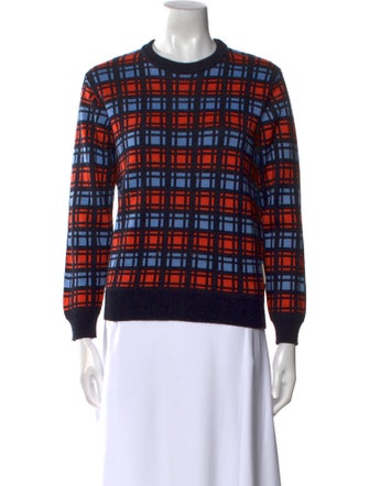Marni Plaid Print Crew Neck Sweater