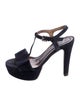 Marni Suede Bow Accents T-Strap Sandals