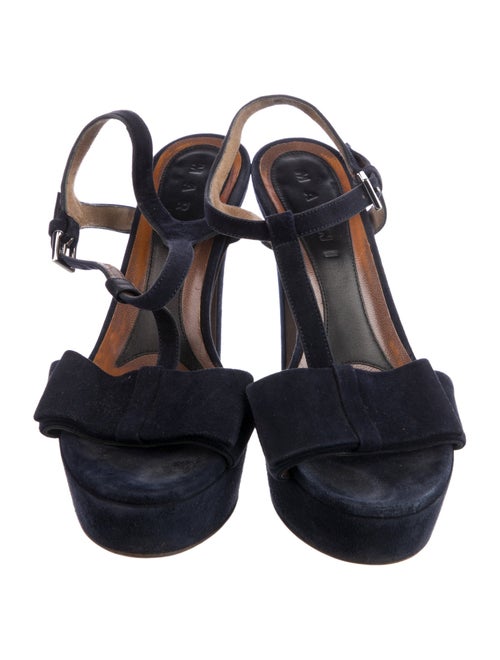 Marni Suede Bow Accents T-Strap Sandals