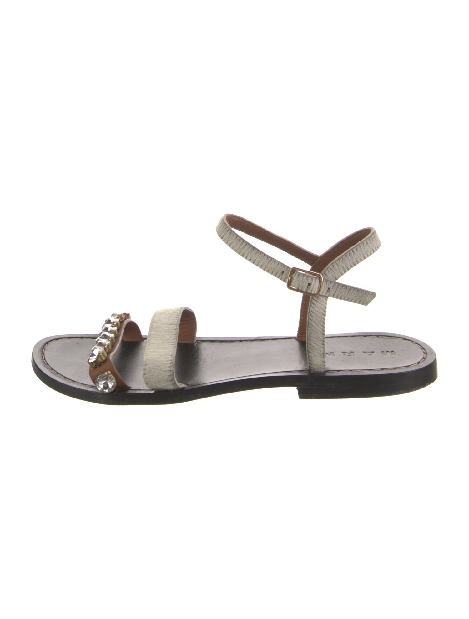 Marni Ponyhair Crystal Embellishments Gladiator Sandals