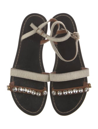 Marni Ponyhair Crystal Embellishments Gladiator Sandals