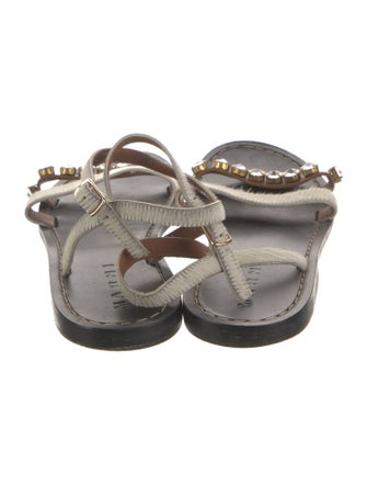 Marni Ponyhair Crystal Embellishments Gladiator Sandals