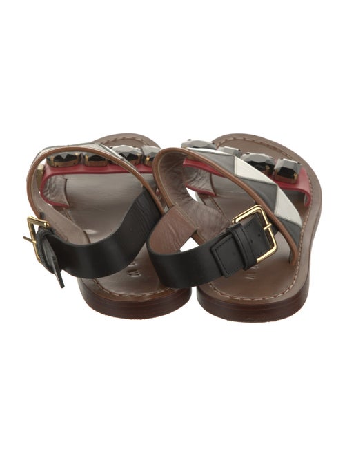 Marni Leather Colorblock Pattern Slingback Sandals