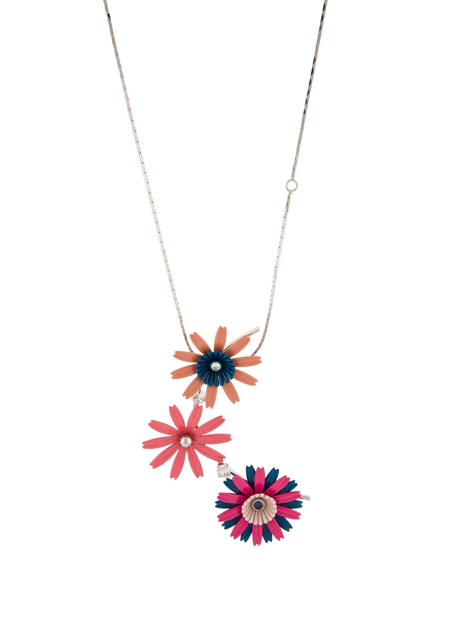 Marni Enamel & Crystal Flower Pendant Necklace