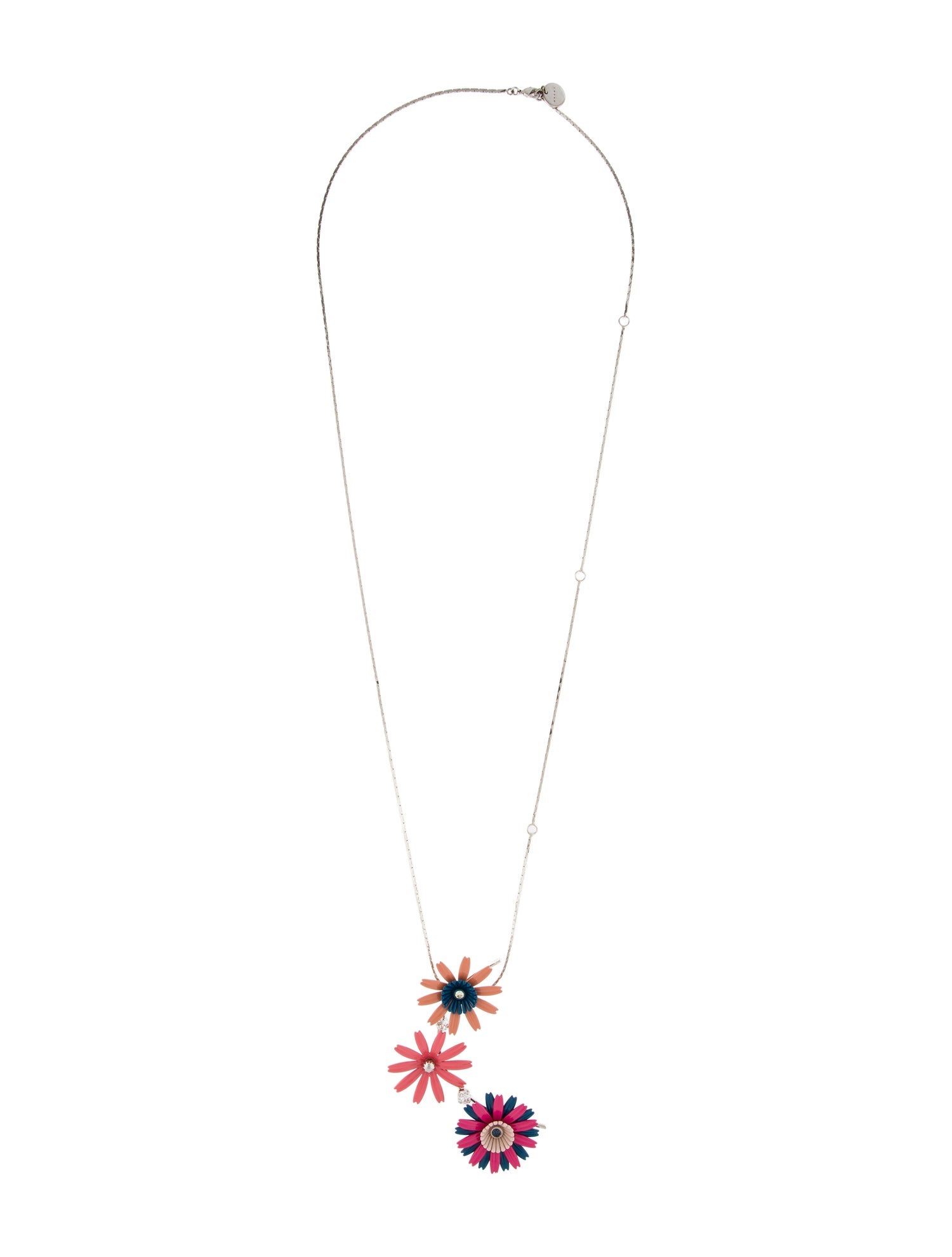 Marni Enamel & Crystal Flower Pendant Necklace