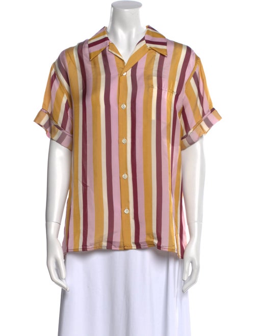 Marni Striped Short Sleeve Button-Up Top