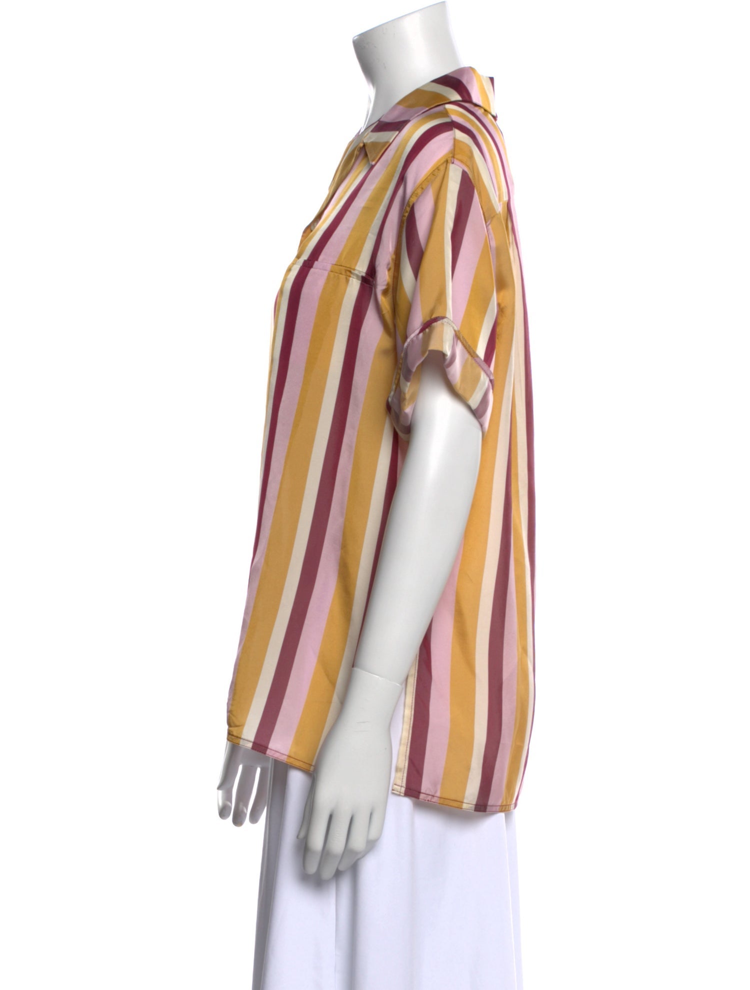 Marni Striped Short Sleeve Button-Up Top