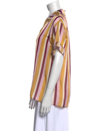 Marni Striped Short Sleeve Button-Up Top