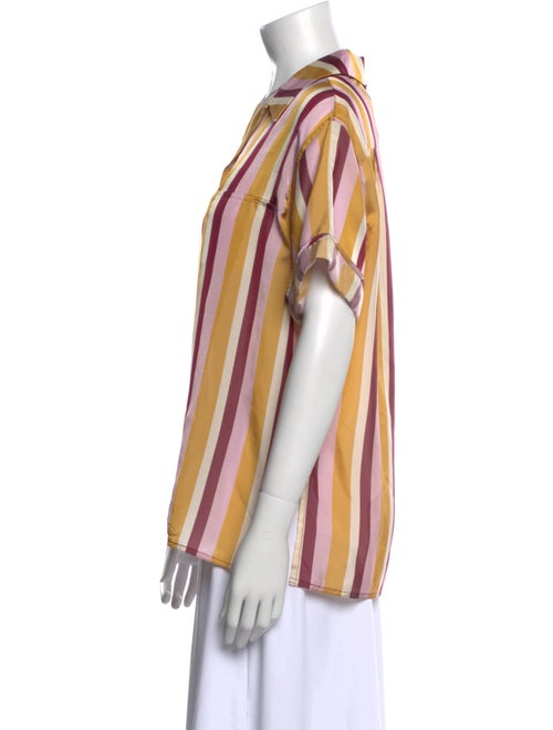 Marni Striped Short Sleeve Button-Up Top