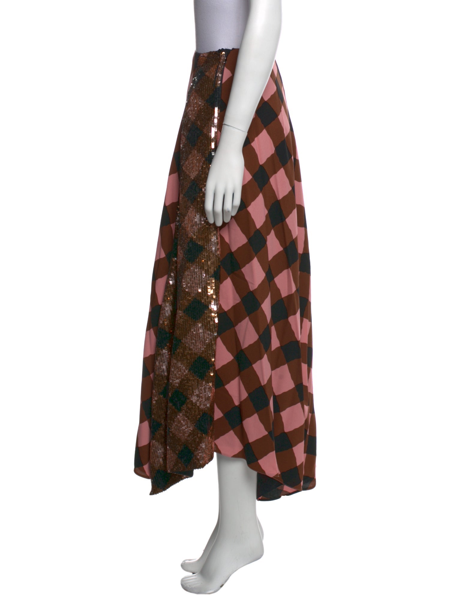 Marni Plaid Print Long Skirt
