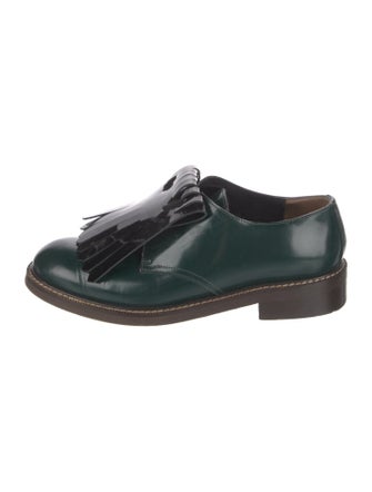 Marni Patent Leather Fringe Trim Accent Oxfords