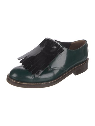 Marni Patent Leather Fringe Trim Accent Oxfords