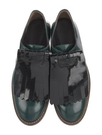 Marni Patent Leather Fringe Trim Accent Oxfords