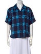 Marni Plaid Print Short Sleeve Button-Up Top