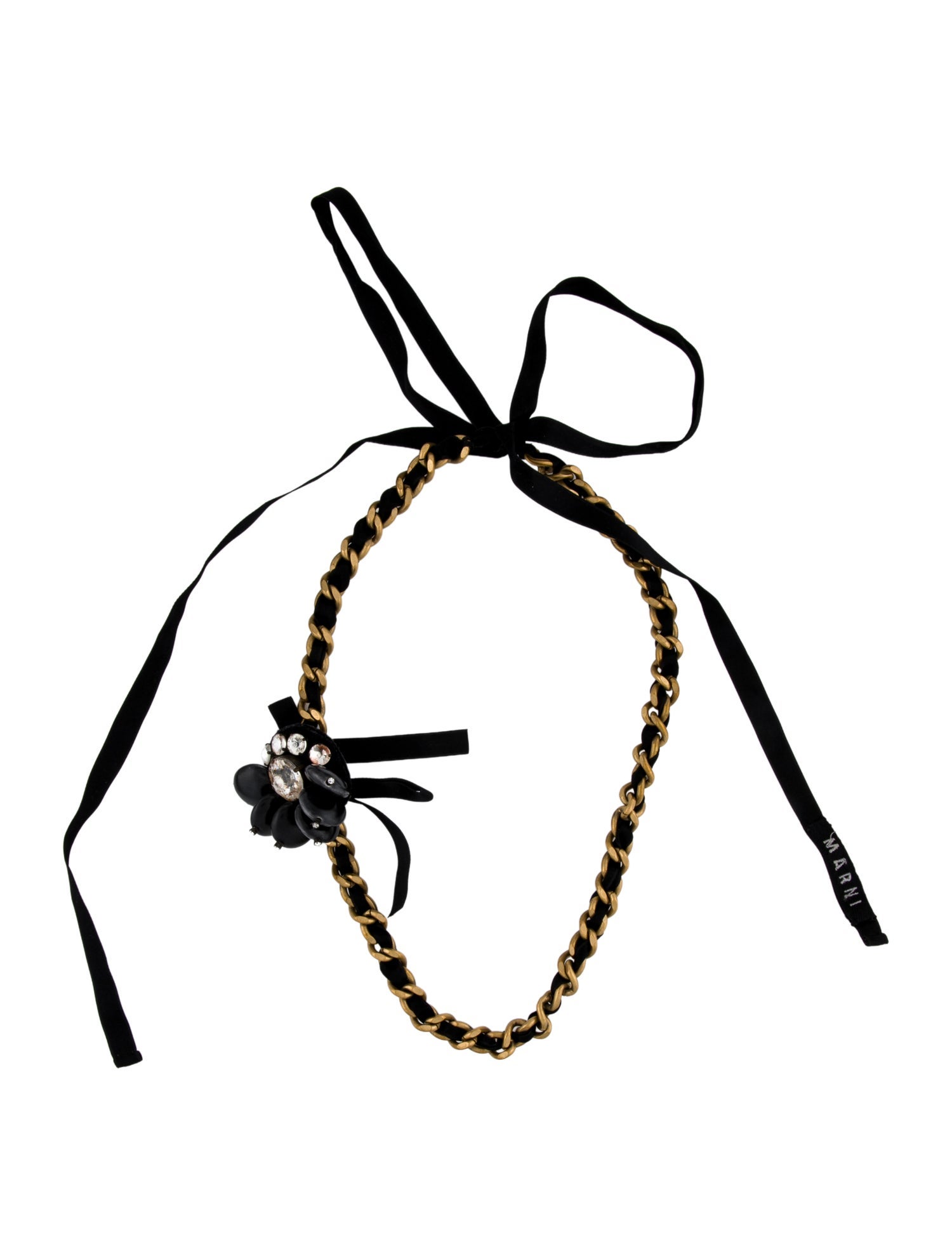 Marni Crystal,Resin & Ribbon Collar Necklace