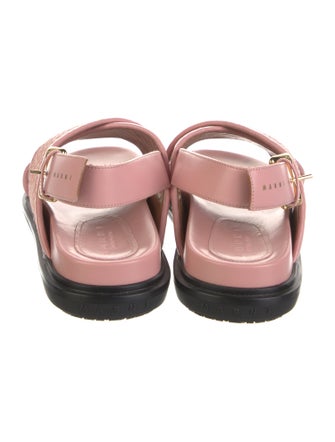 Marni Straw Leather Trim Embellishment Slingback Sandals