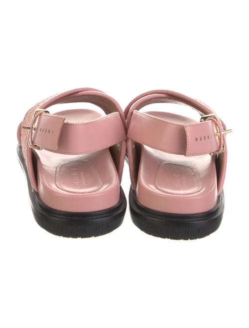 Marni Straw Leather Trim Embellishment Slingback Sandals