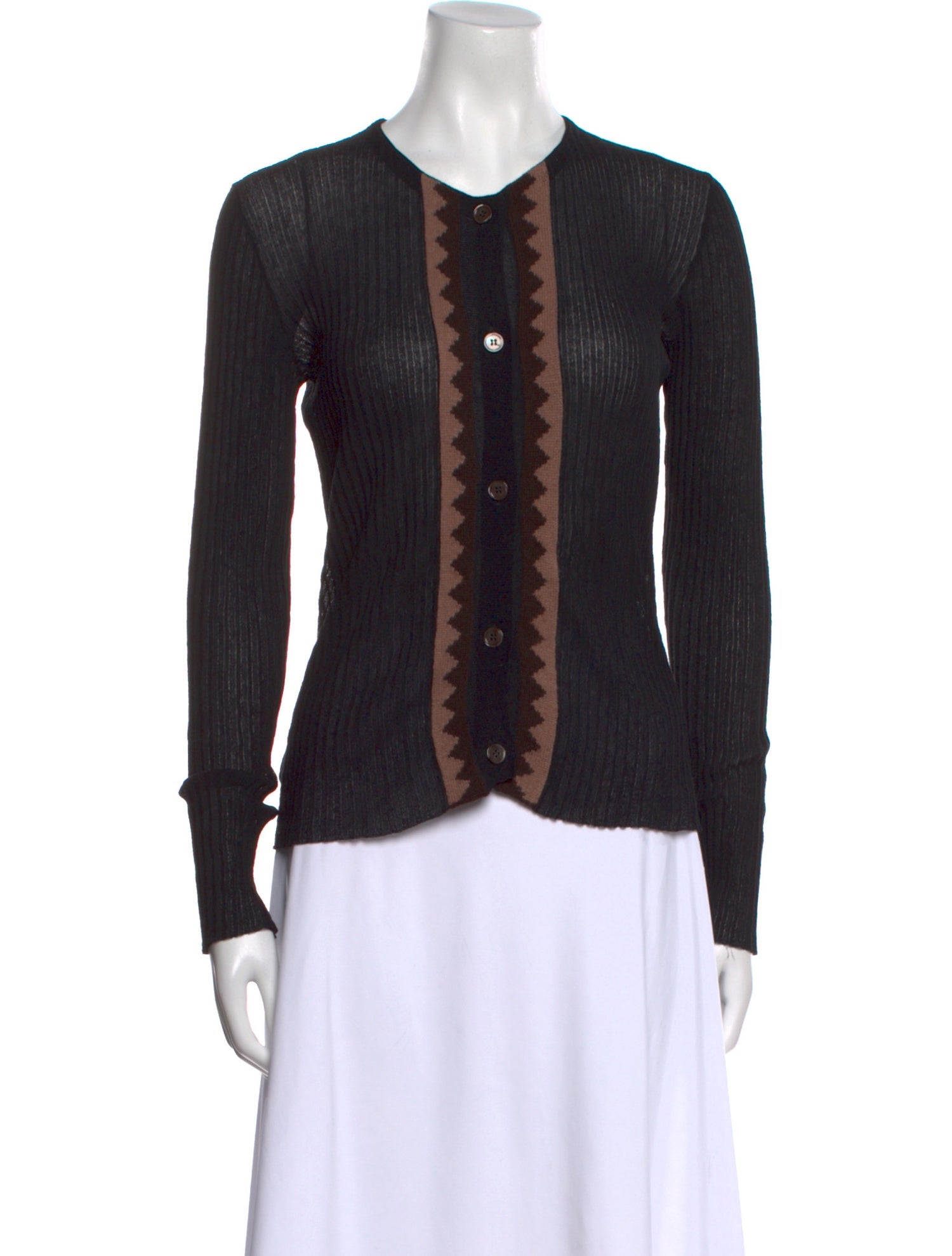 Marni Crew Neck Long Sleeve Button-Up Top