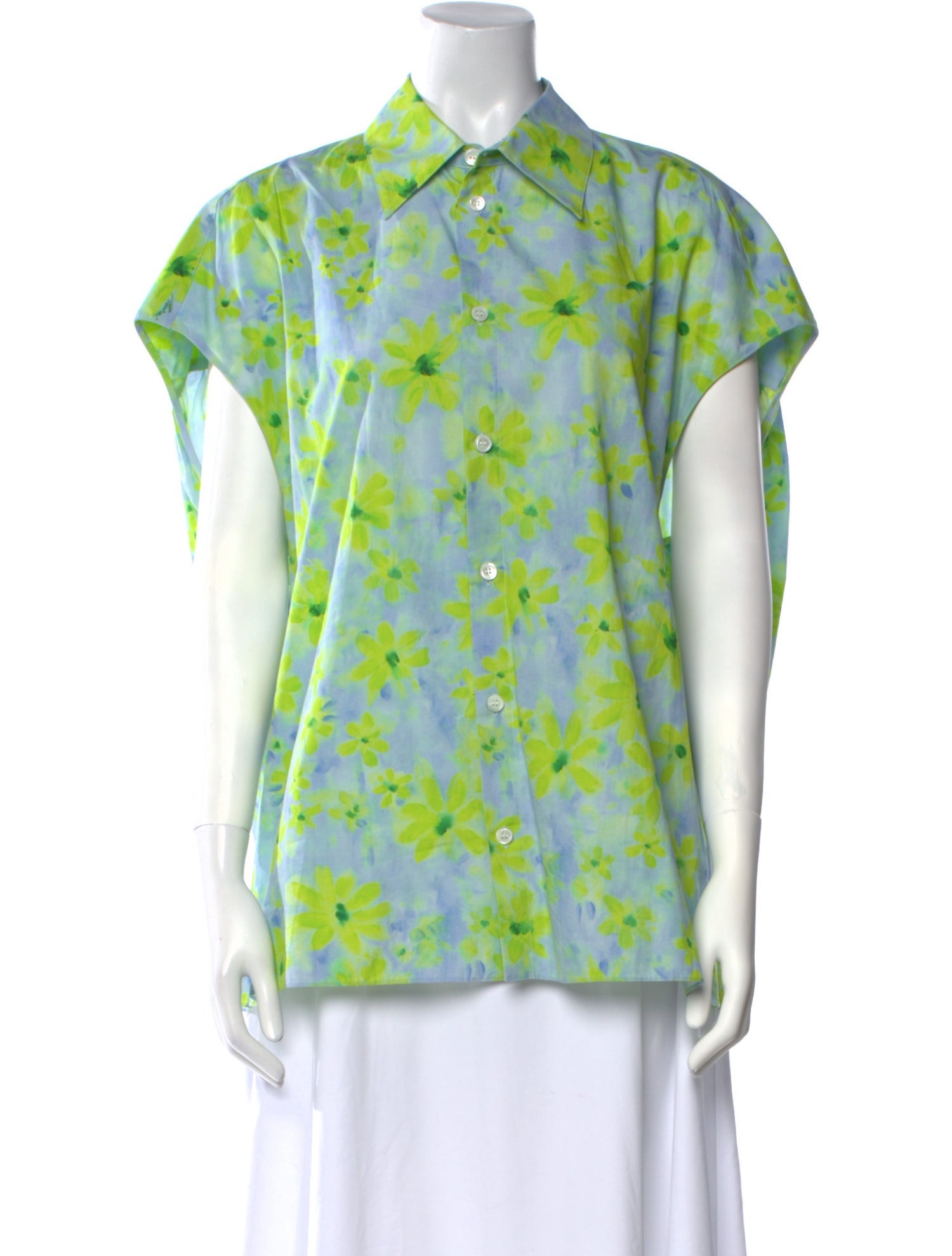 Marni Floral Print Short Sleeve Button-Up Top
