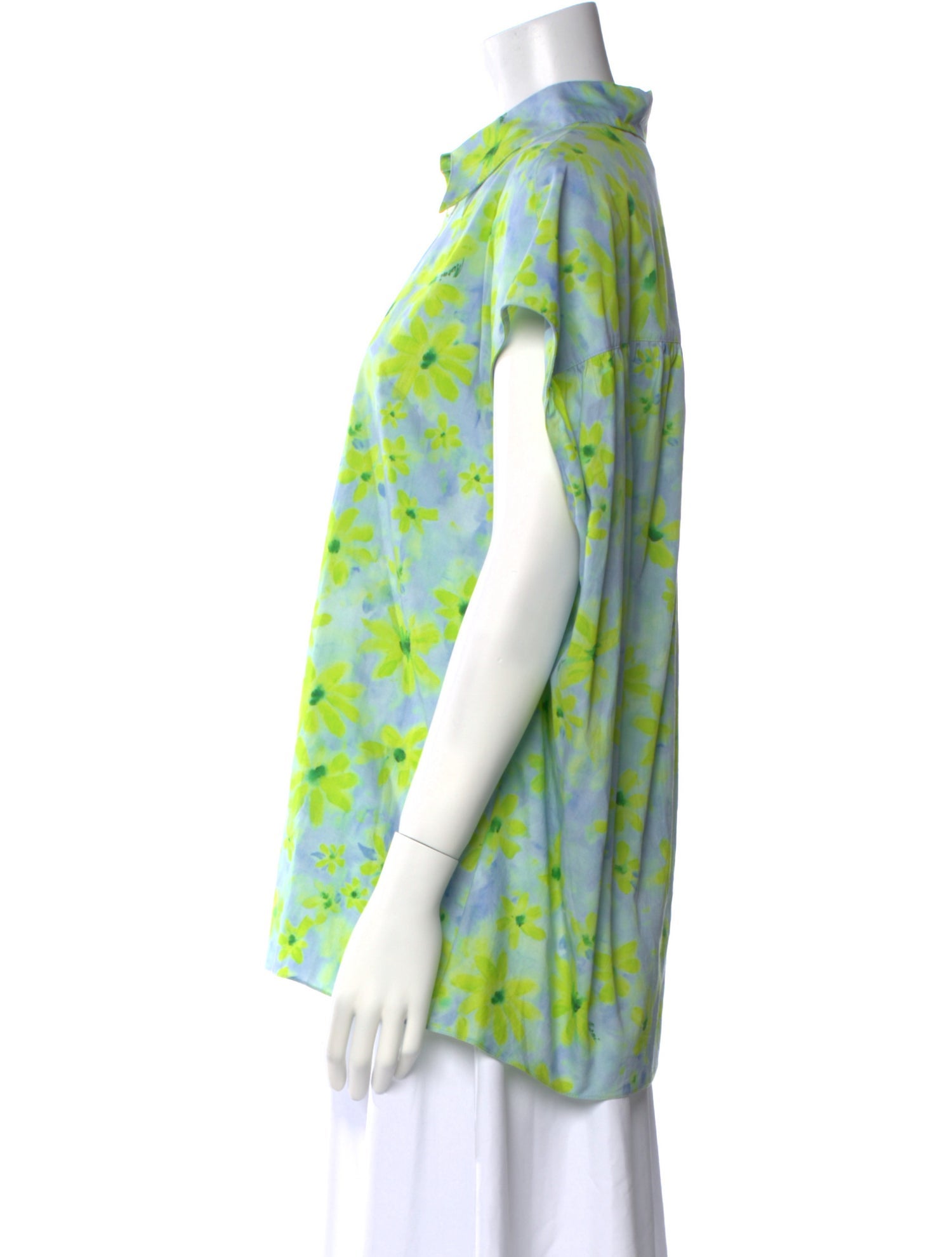 Marni Floral Print Short Sleeve Button-Up Top