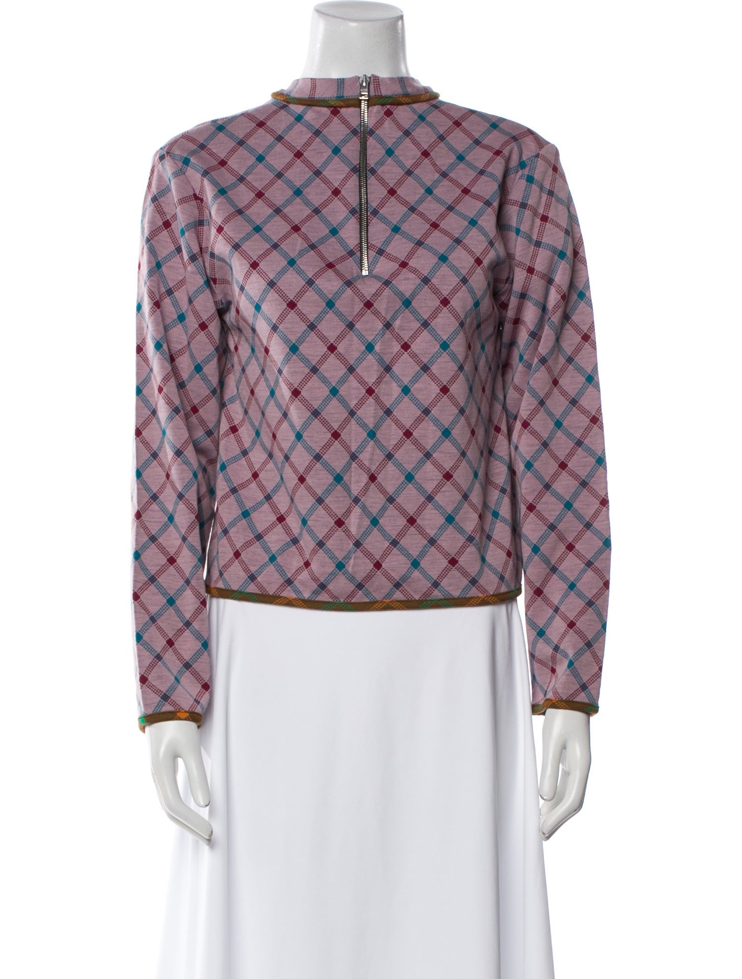 Marni Plaid Print Mock Neck Sweatshirt