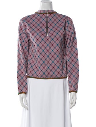 Marni Plaid Print Mock Neck Sweatshirt