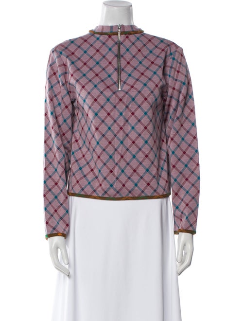 Marni Plaid Print Mock Neck Sweatshirt