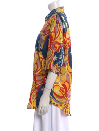 Marni Printed Short Sleeve Button-Up Top