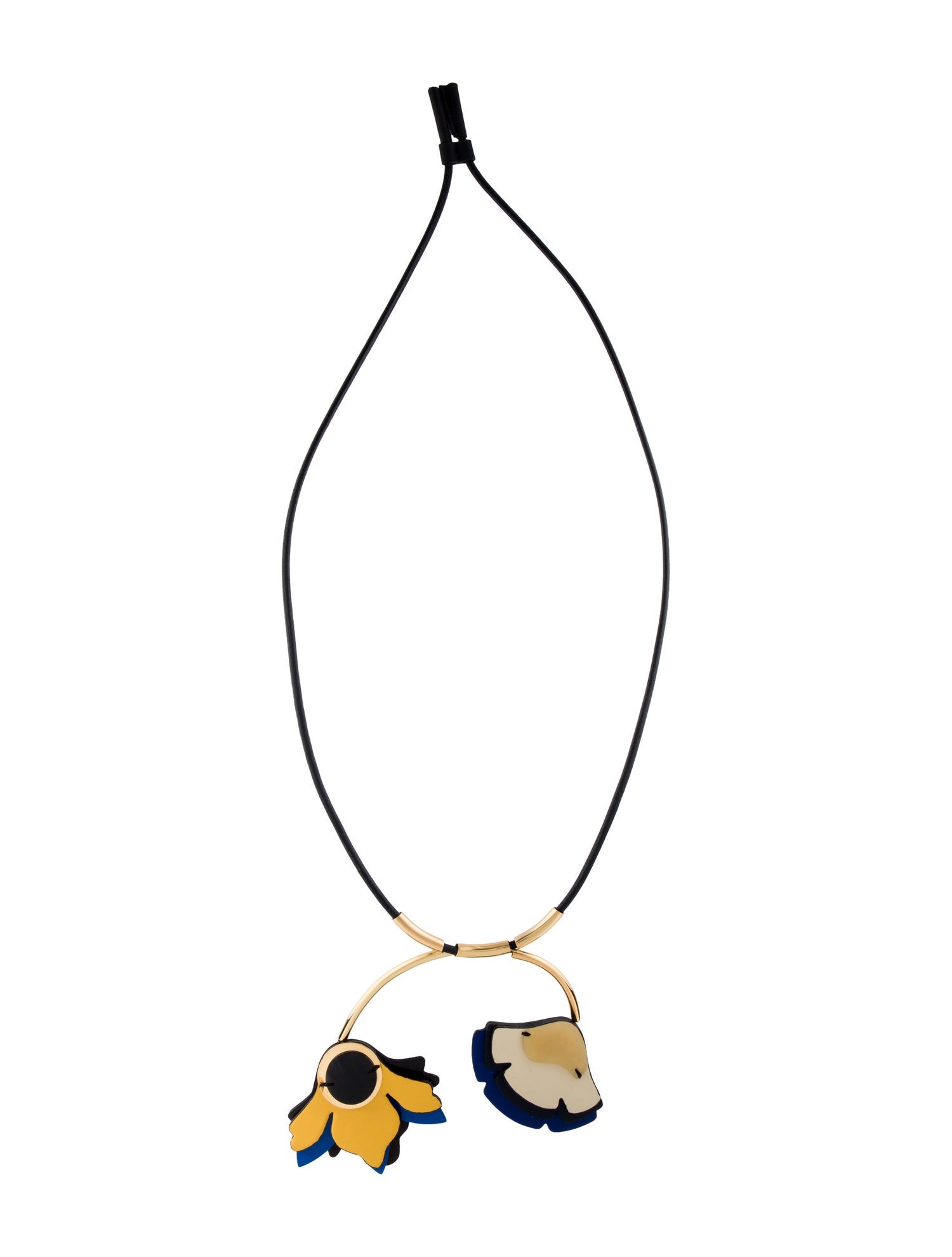 Marni Horn & Leather Pendant Necklace