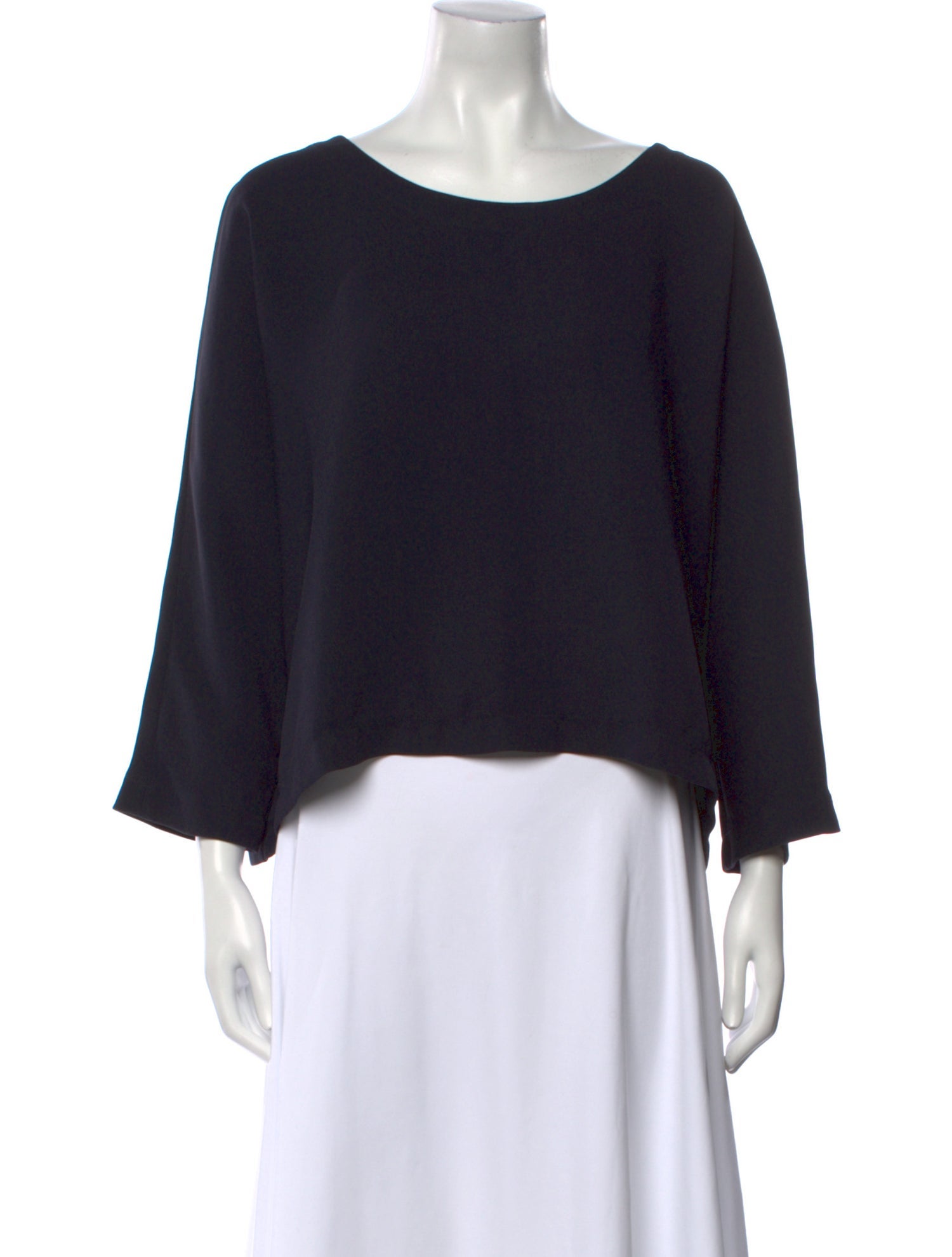 Marni Scoop Neck Three-Quarter Sleeve Crop Top