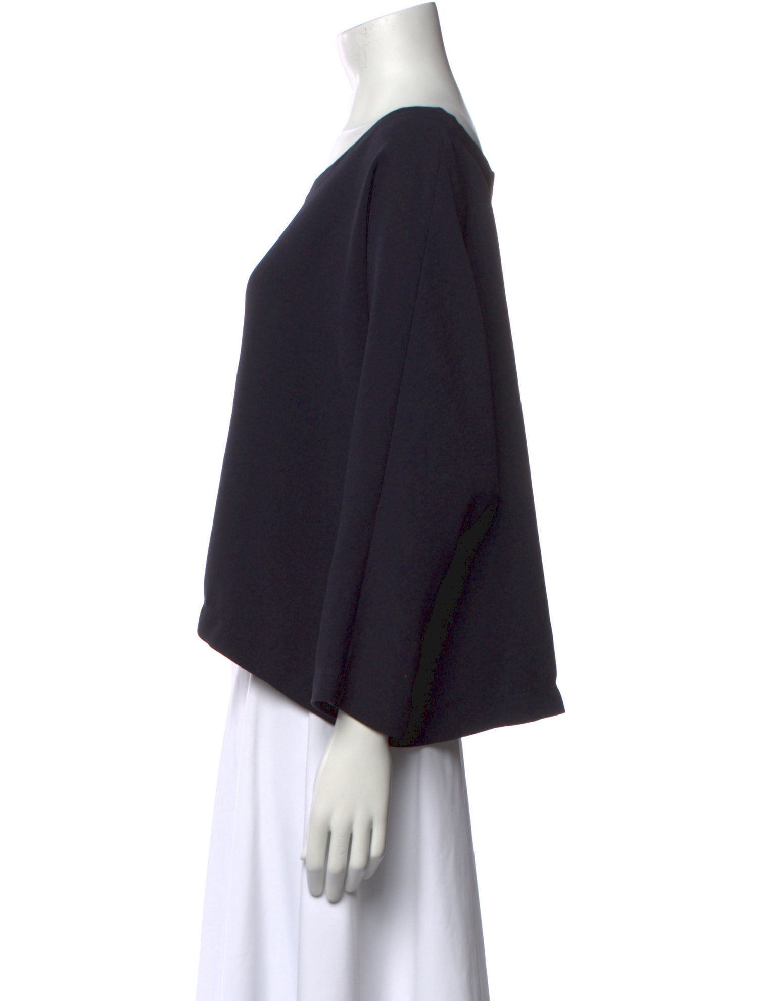 Marni Scoop Neck Three-Quarter Sleeve Crop Top