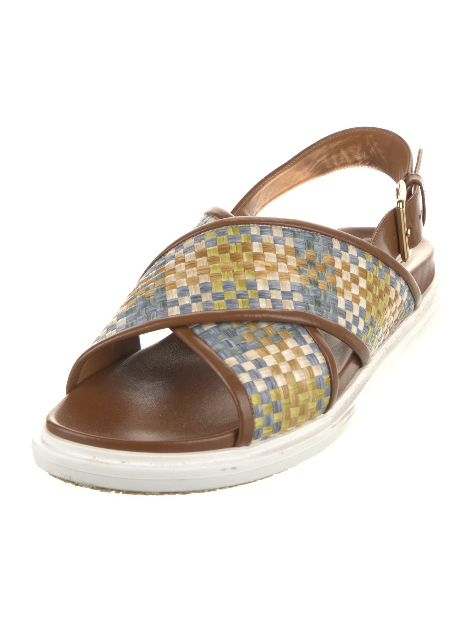 Marni Raffia Animal Print Slingback Sandals