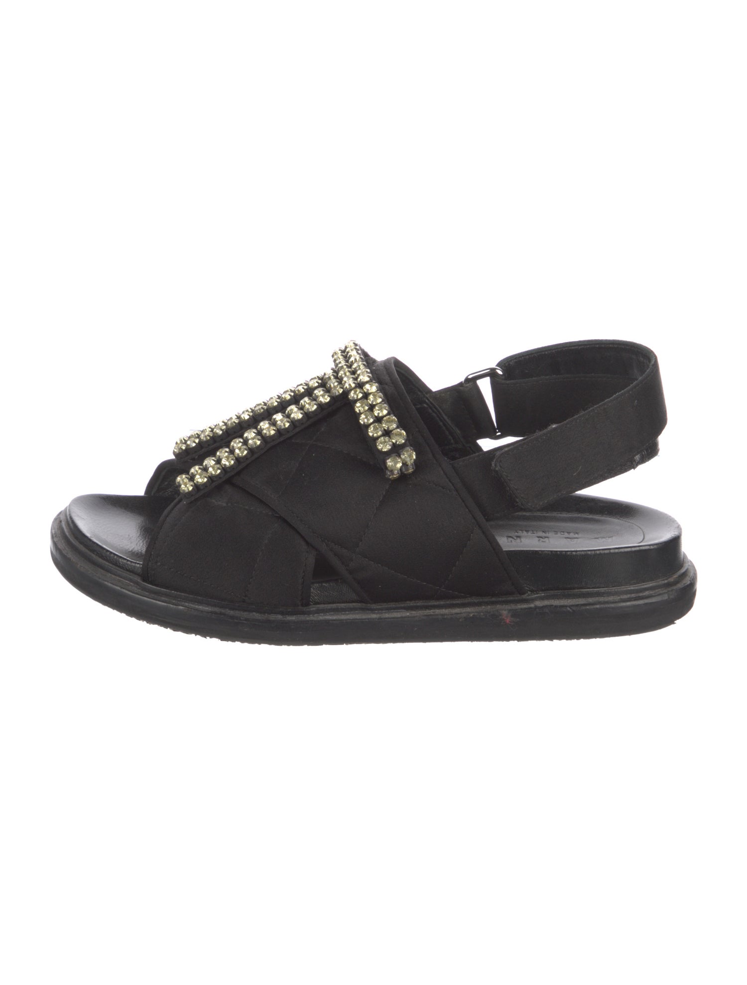 Marni Crystal Embellishments T-Strap Sandals