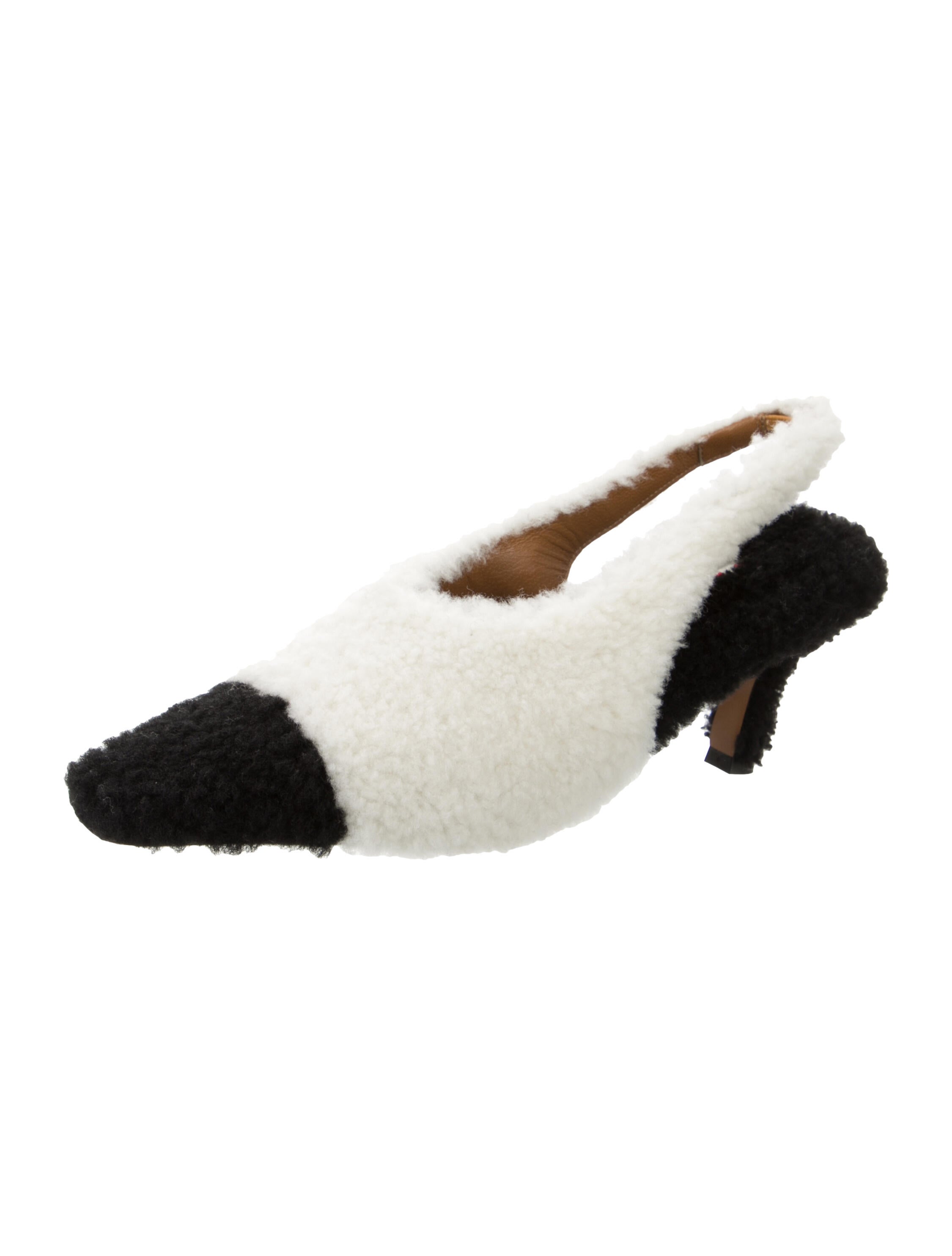 Marni Shearling Colorblock Pattern Slingback Pumps