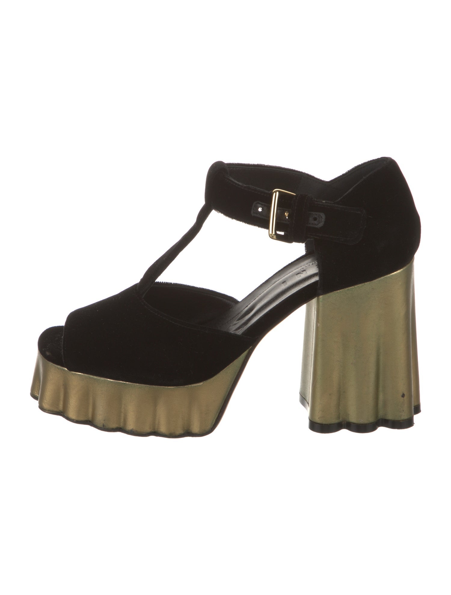 Marni Velvet T-Strap Sandals