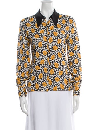 Marni Printed Long Sleeve Button-Up Top