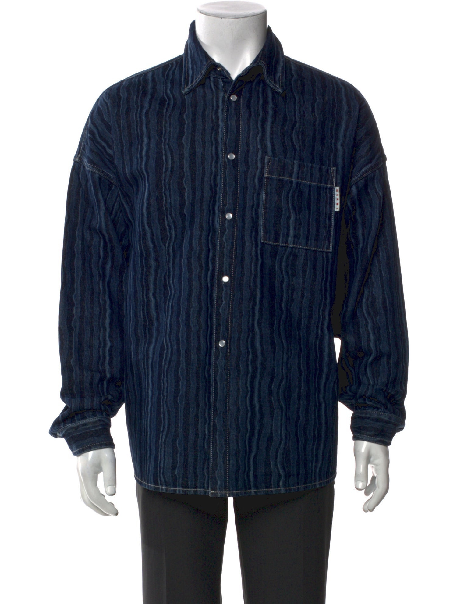 Marni Striped Long Sleeve Denim Shirt