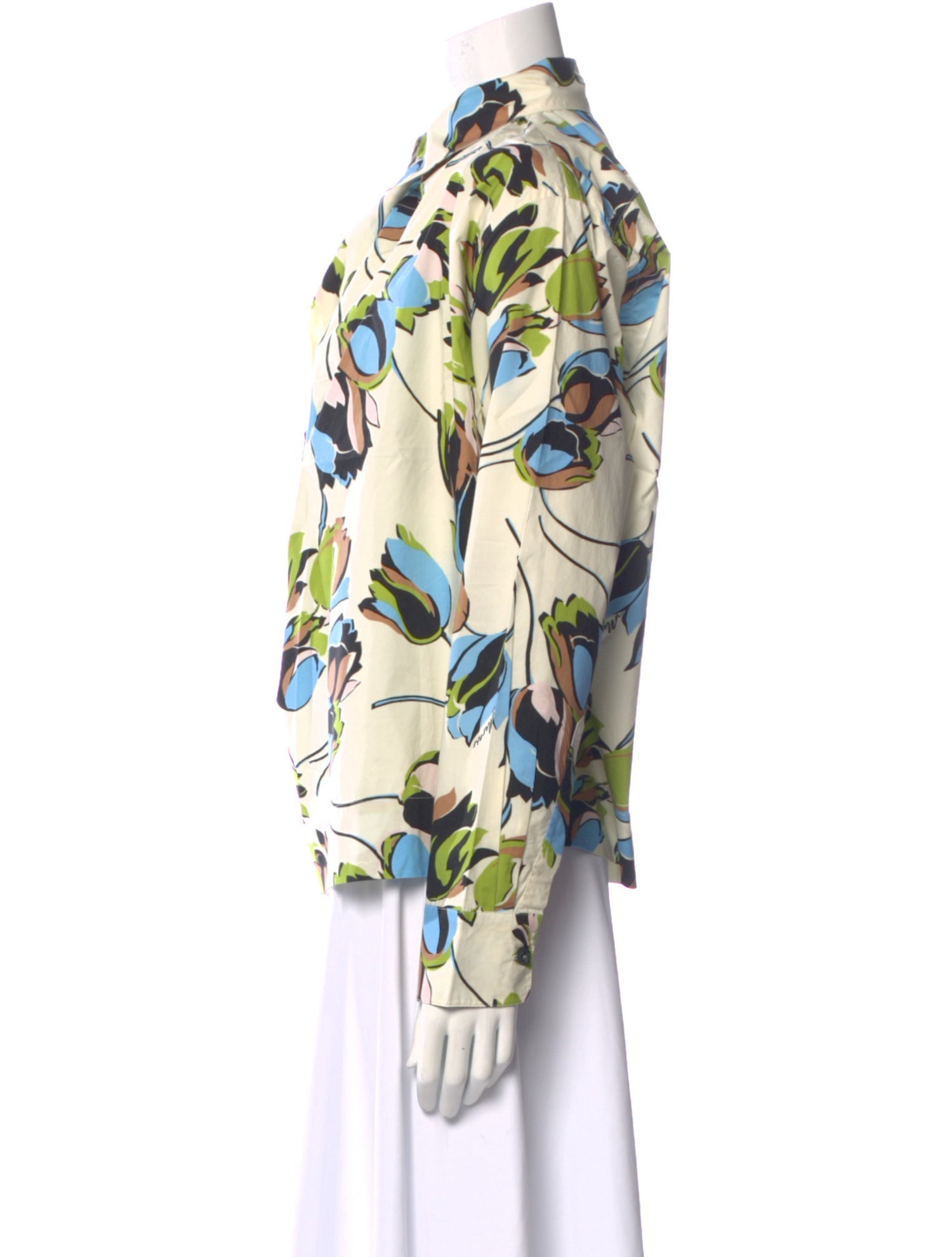 Marni Floral Print Long Sleeve Button-Up Top