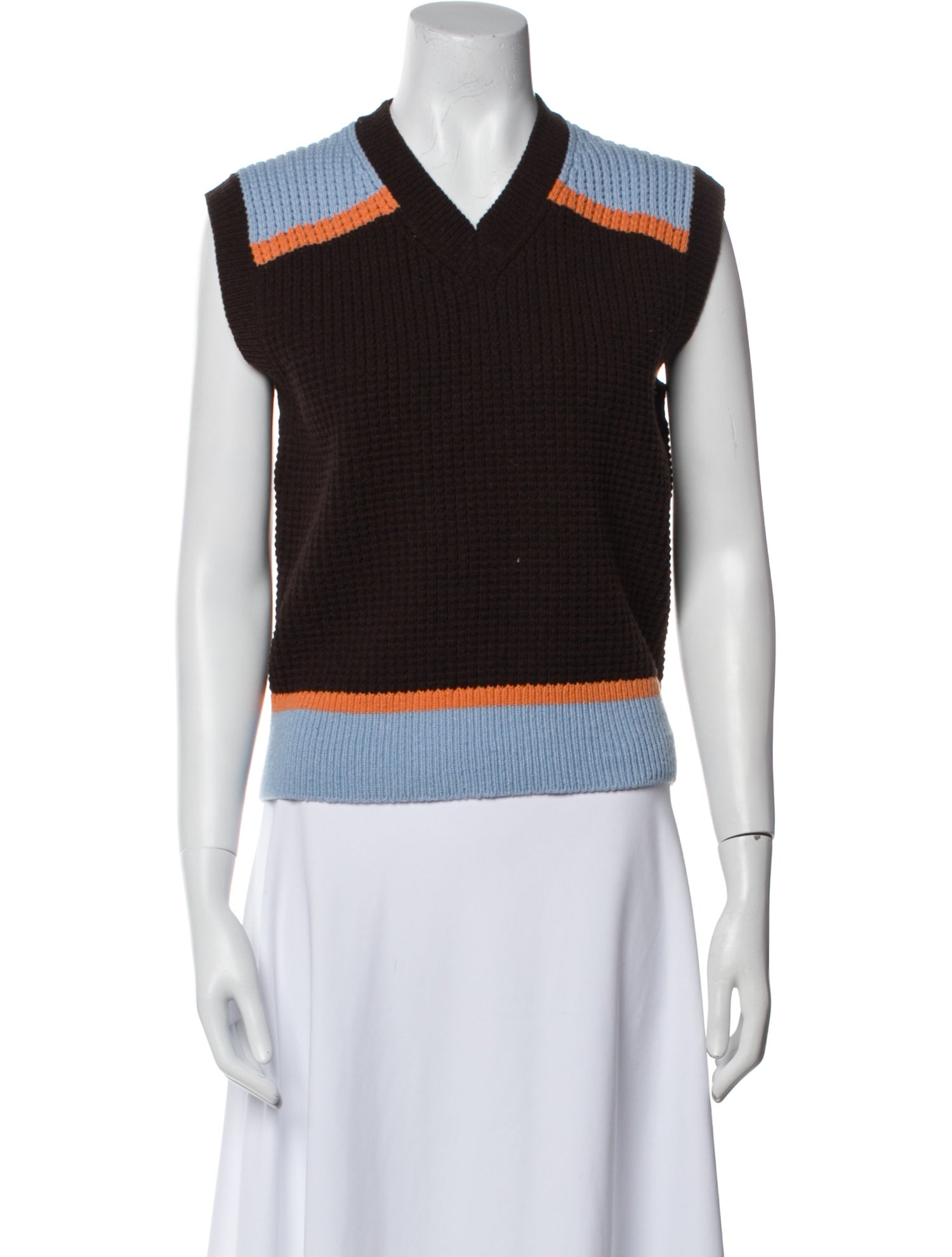 Marni Colorblock Pattern V-Neck Sweater