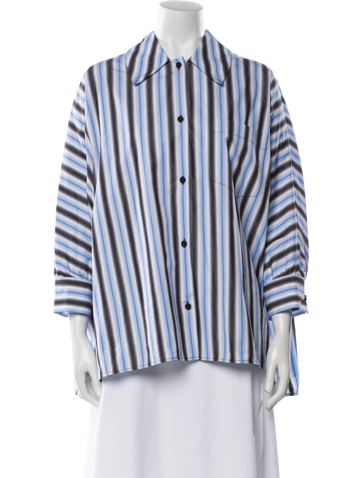 Marni Striped Long Sleeve Button-Up Top
