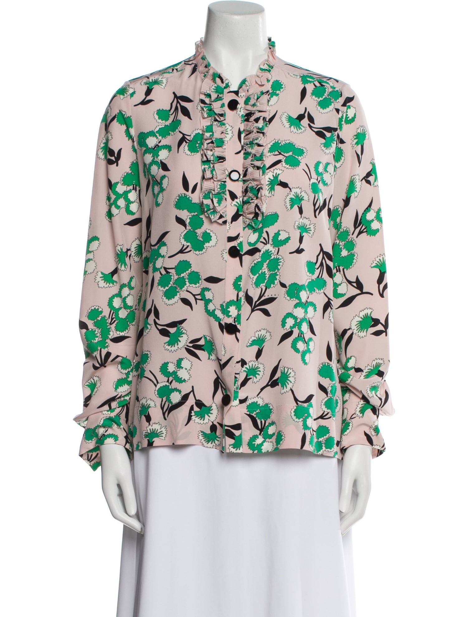 Marni Silk Floral Print Button-Up Top
