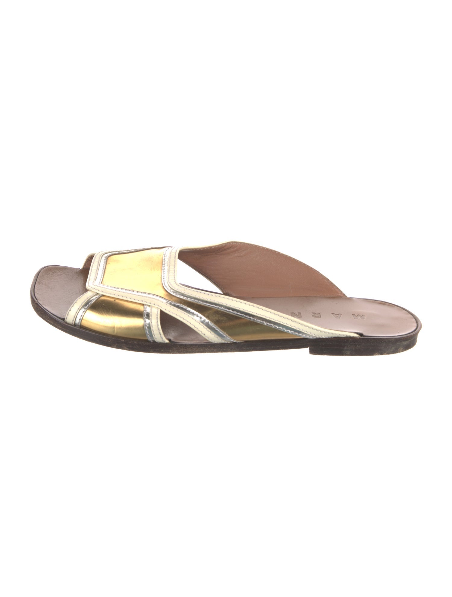 Marni Leather Colorblock Pattern Slides
