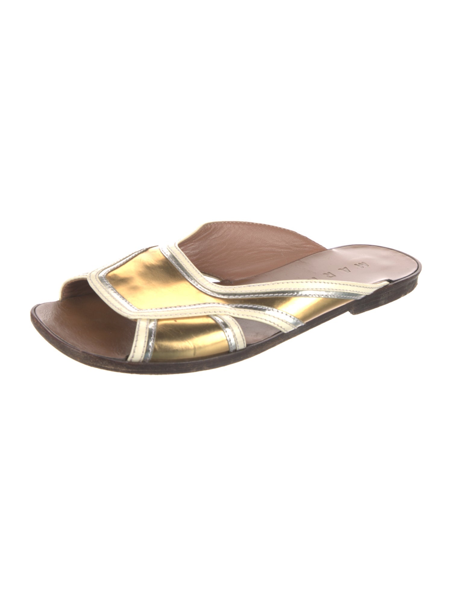 Marni Leather Colorblock Pattern Slides