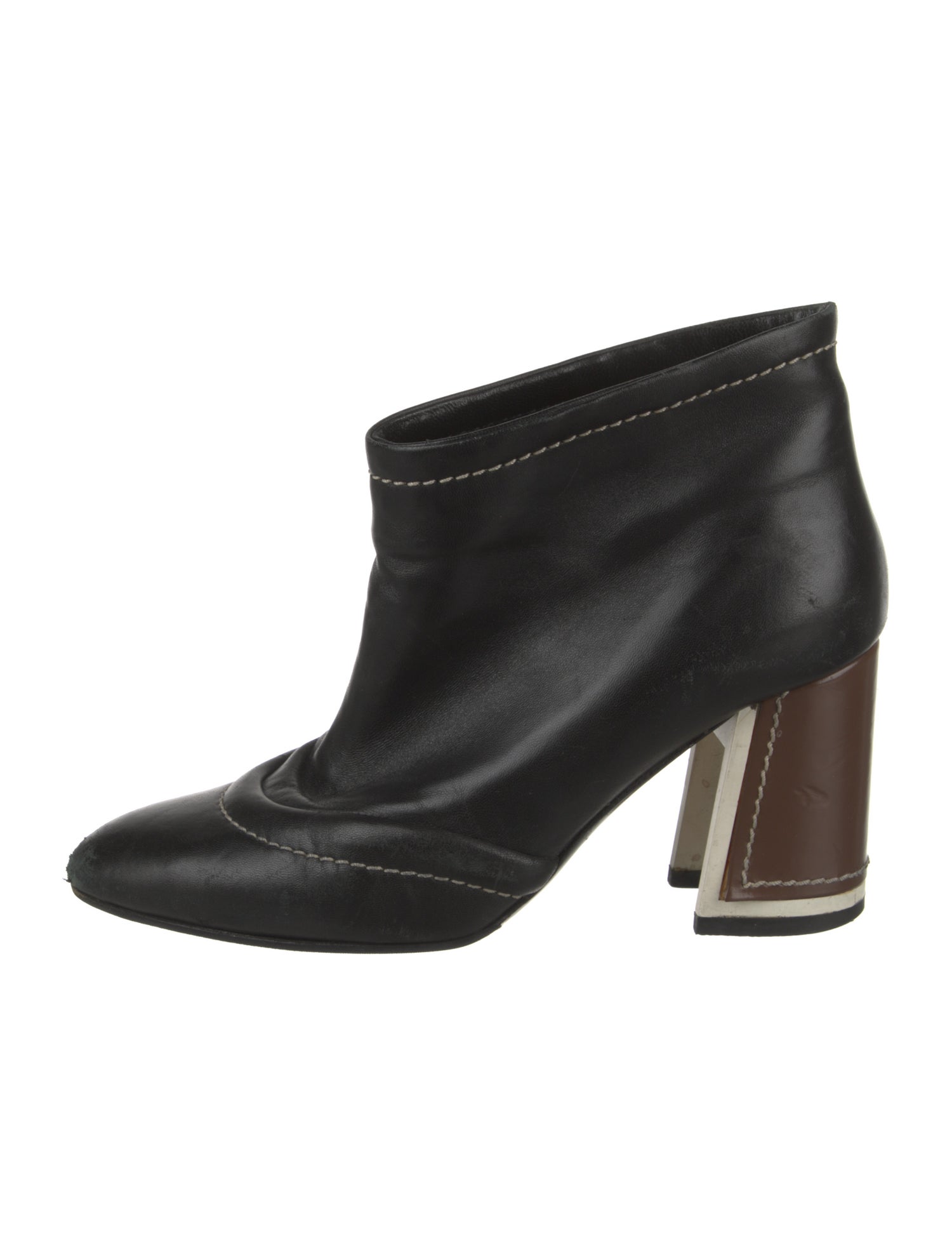 Marni Leather Whipstitch Trim Boots