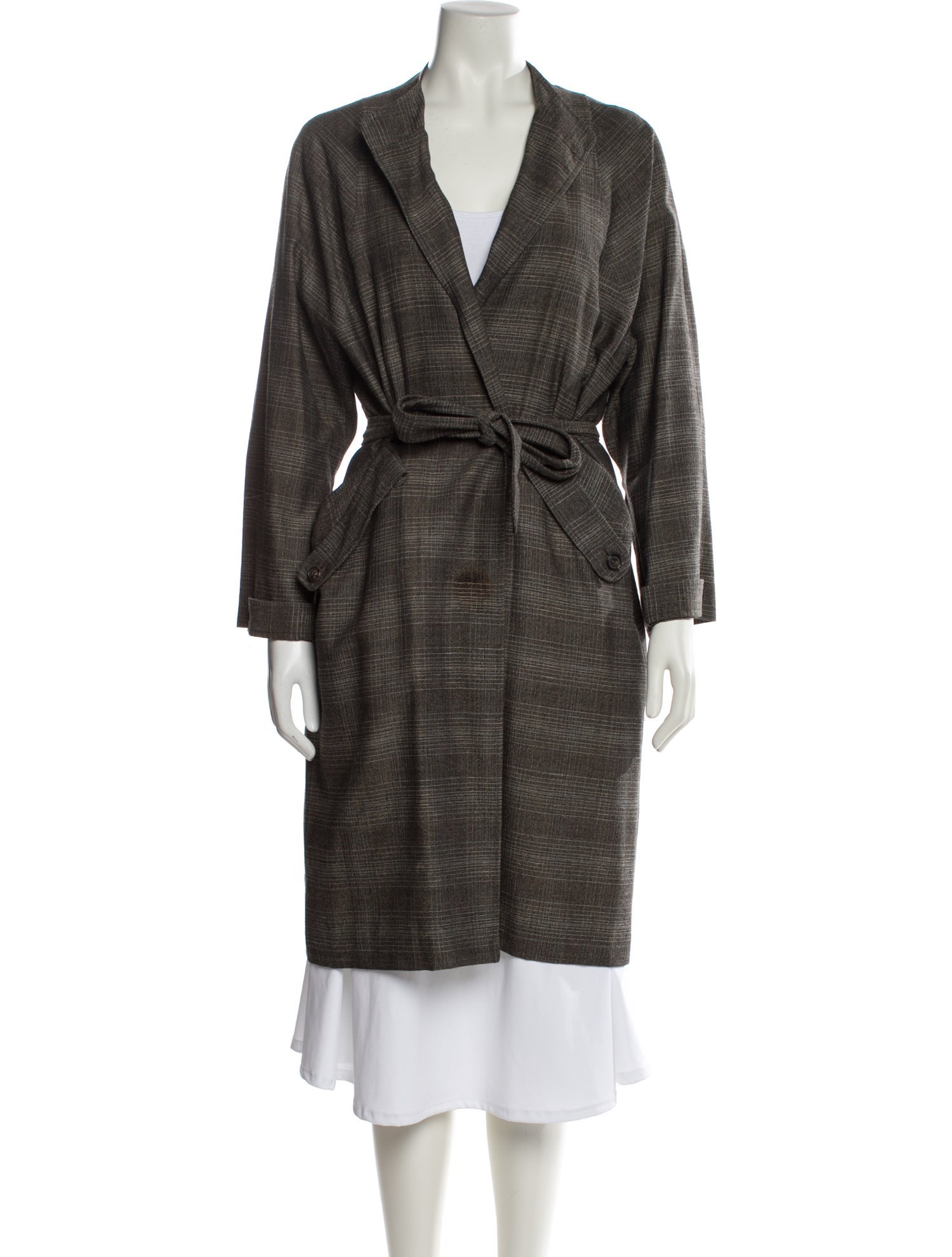 Marni Plaid Print Trench Coat
