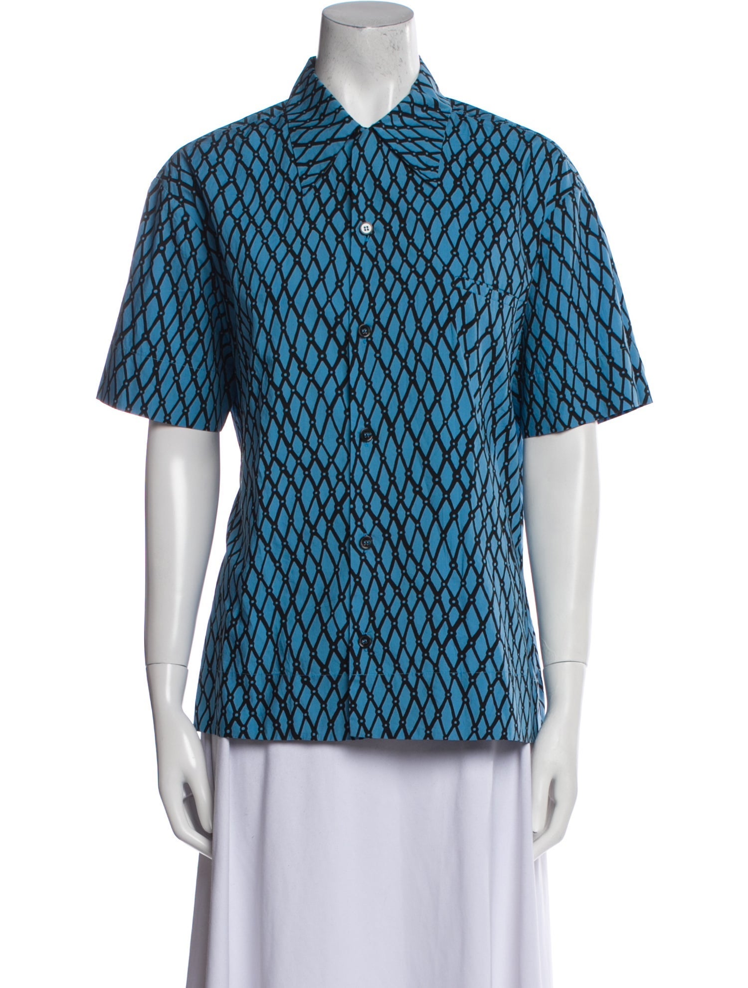 Marni Printed Short Sleeve Button-Up Top